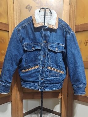 Vintage 90's Bon Jour Sherpa Lined Denim Truckers Jacket
